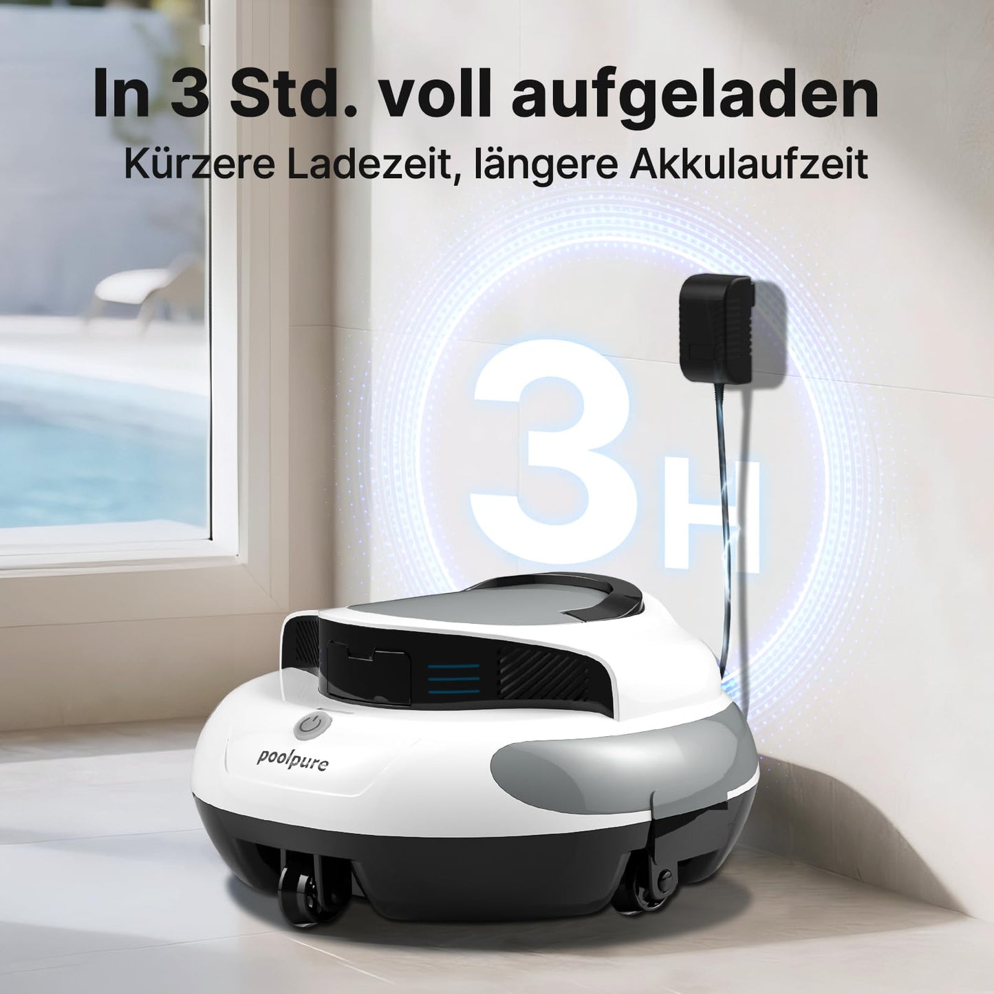 POOLPURE Akku Poolroboter 2026 – Kabelloser Poolsauger 90m²