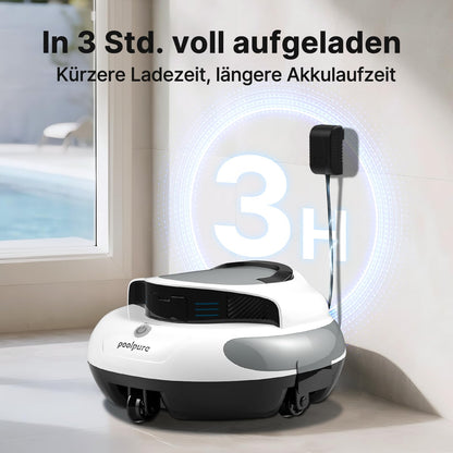 POOLPURE Akku Poolroboter 2026 – Kabelloser Poolsauger 90m²