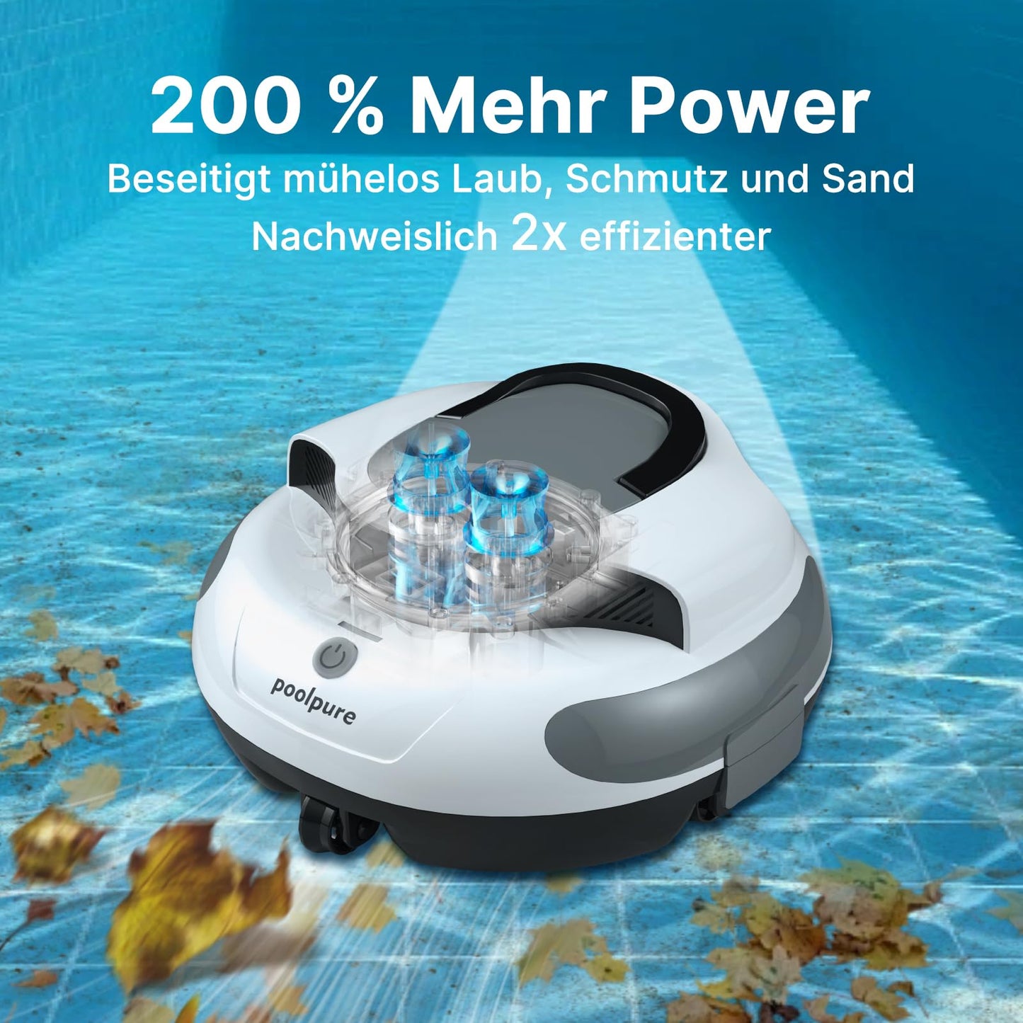 POOLPURE Akku Poolroboter 2026 – Kabelloser Poolsauger 90m²