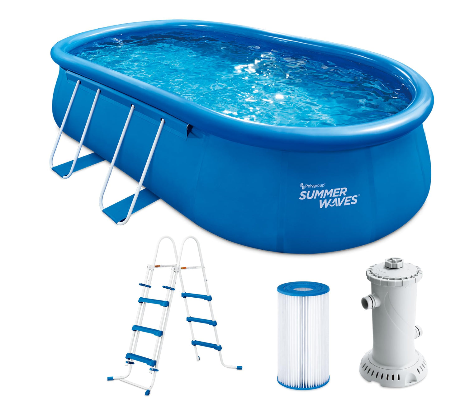 Summer Waves Quick Up Pool Oval 549x305x107cm Set mit Pumpe