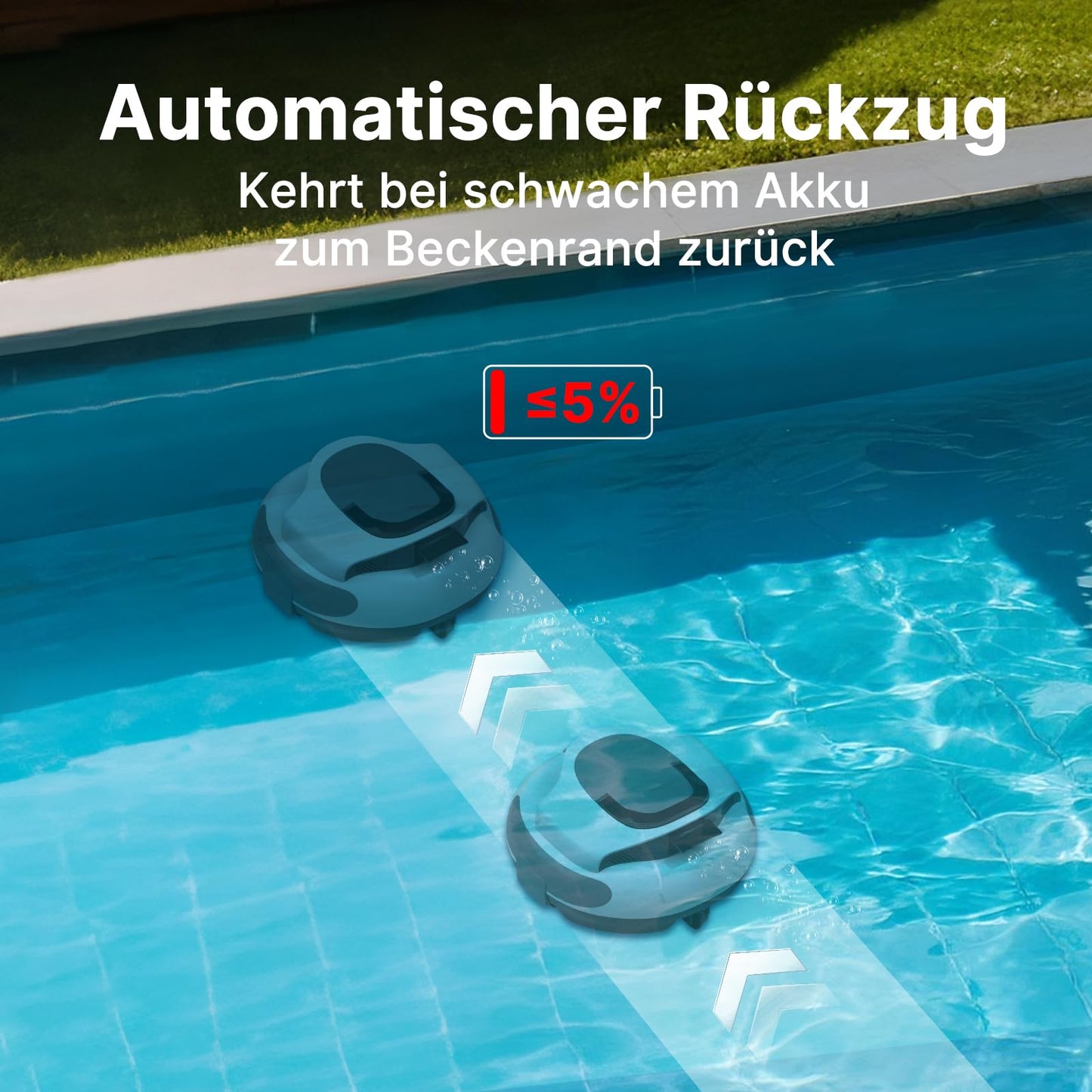 POOLPURE Akku Poolroboter 2026 – Kabelloser Poolsauger 90m²