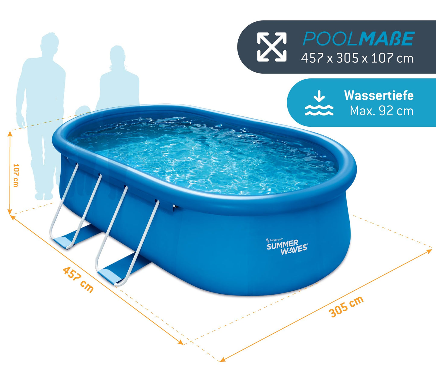 Summer Waves Quick Up Pool Oval 457x305x107cm Set mit Pumpe