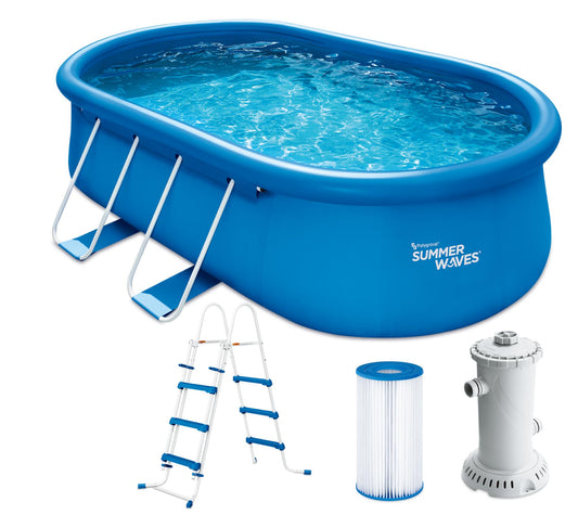 Summer Waves Quick Up Pool Oval 457x305x107cm Set mit Pumpe