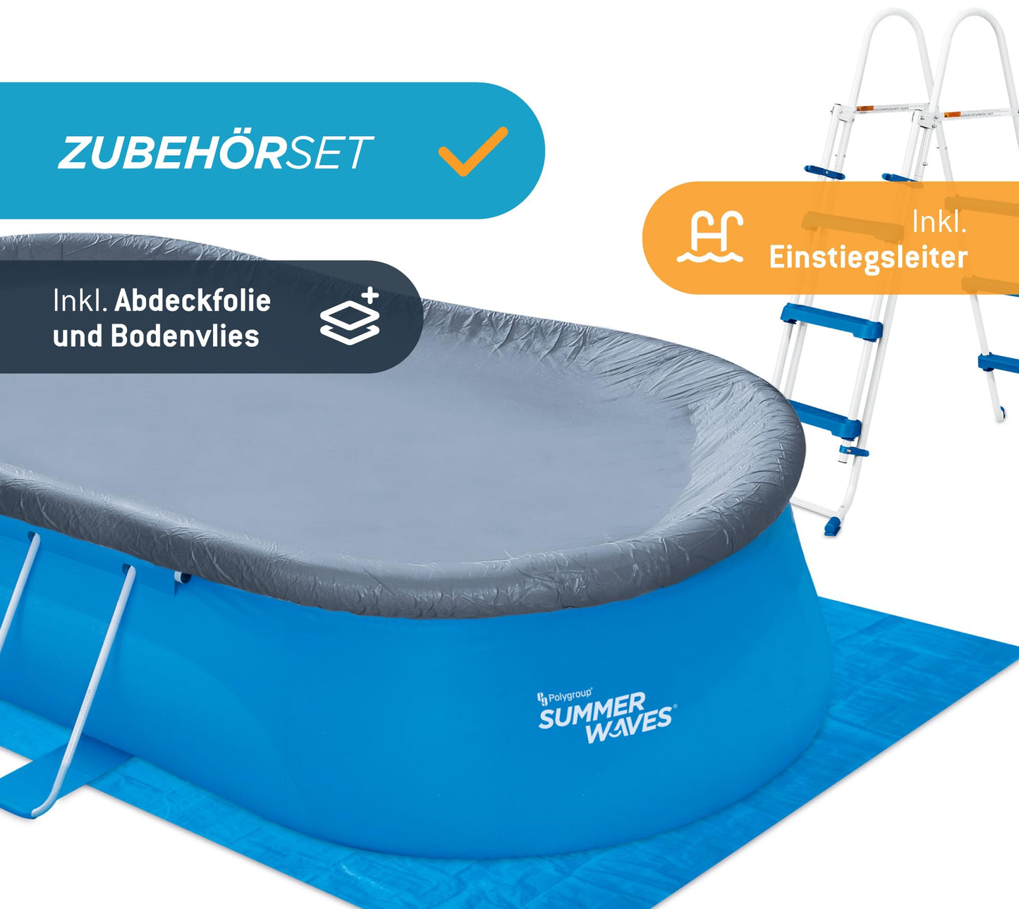 Summer Waves Quick Up Pool Oval 549x305x107cm Set mit Pumpe