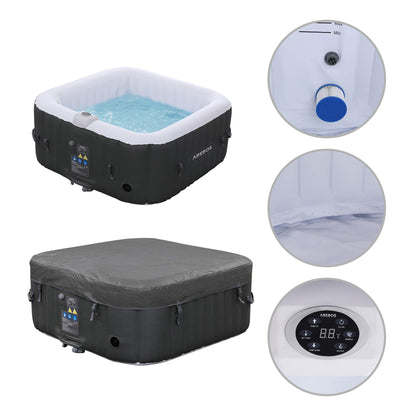 Arebos Aufblasbarer Whirlpool 4 Personen – 100 Düsen, 600 L