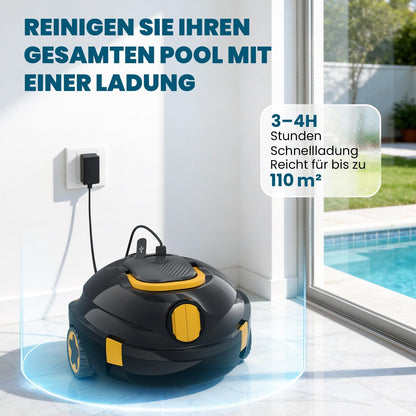 Bocxi Kabelloser Poolsauger Akku 120 Min. für Pools bis 110 m²