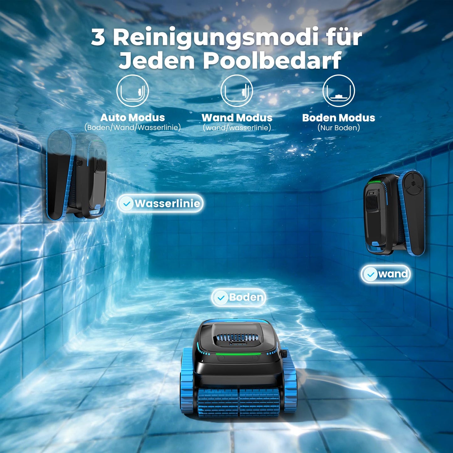 BOTLUXE PC20 Poolroboter App-Steuerung, 18927 LPH, bis 170 m²