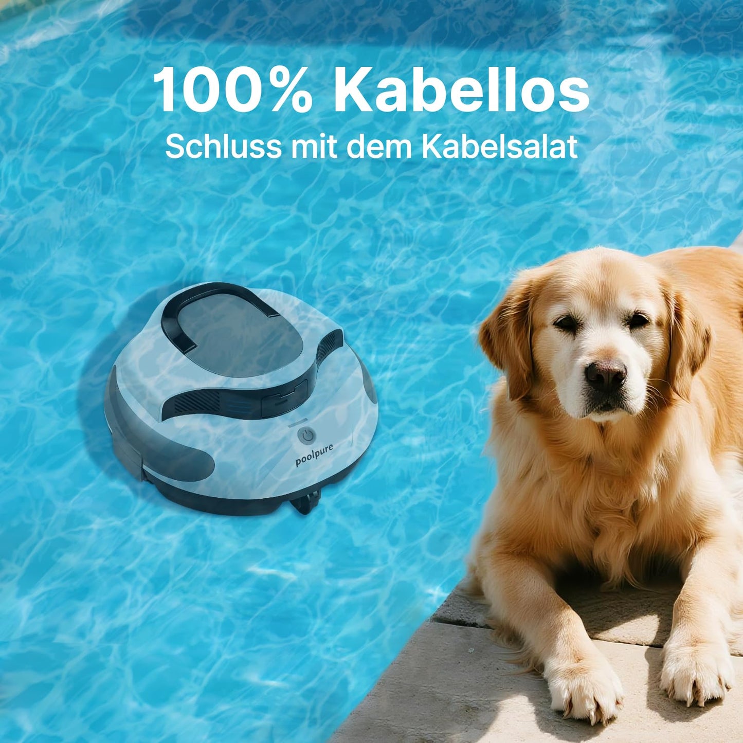 POOLPURE Akku Poolroboter 2026 – Kabelloser Poolsauger 90m²