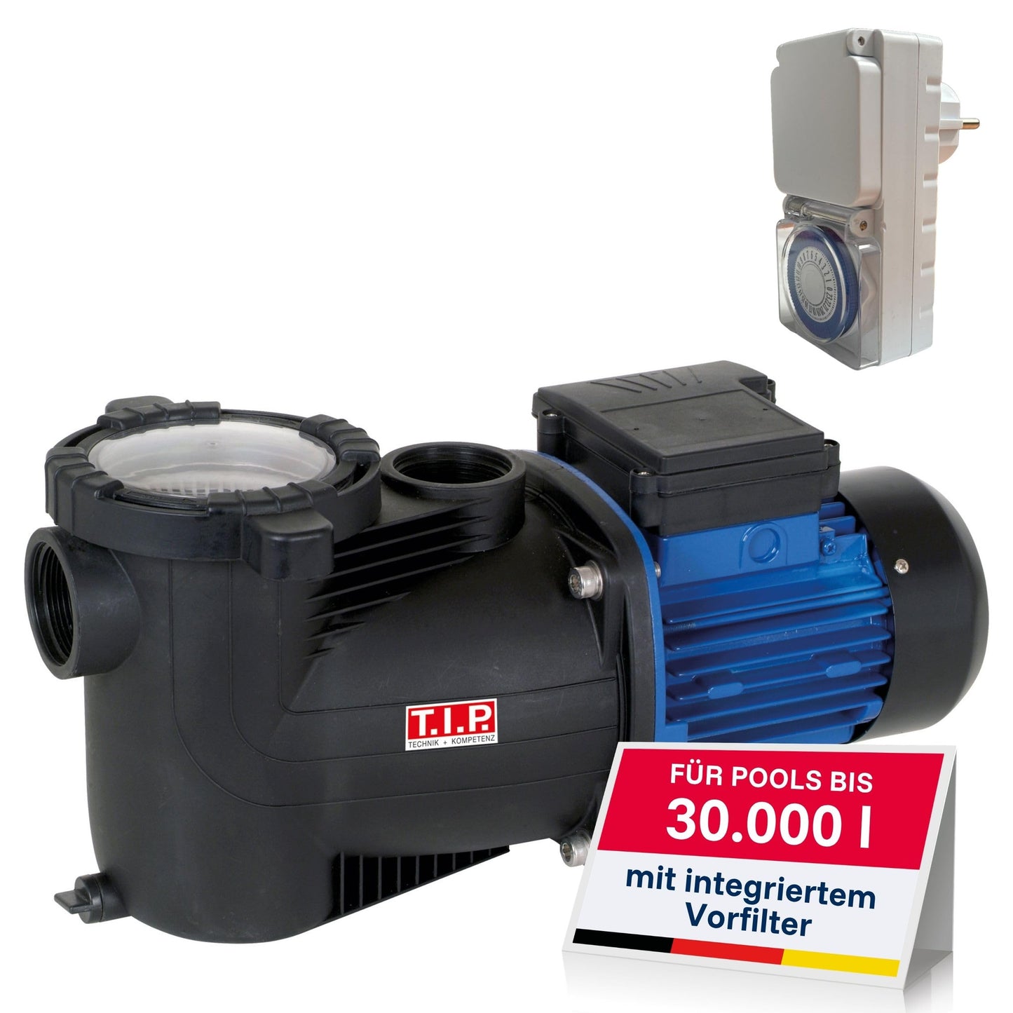 T.I.P. Poolpumpe mit Timer 10.000 l/h 400W für Pools bis 30m³