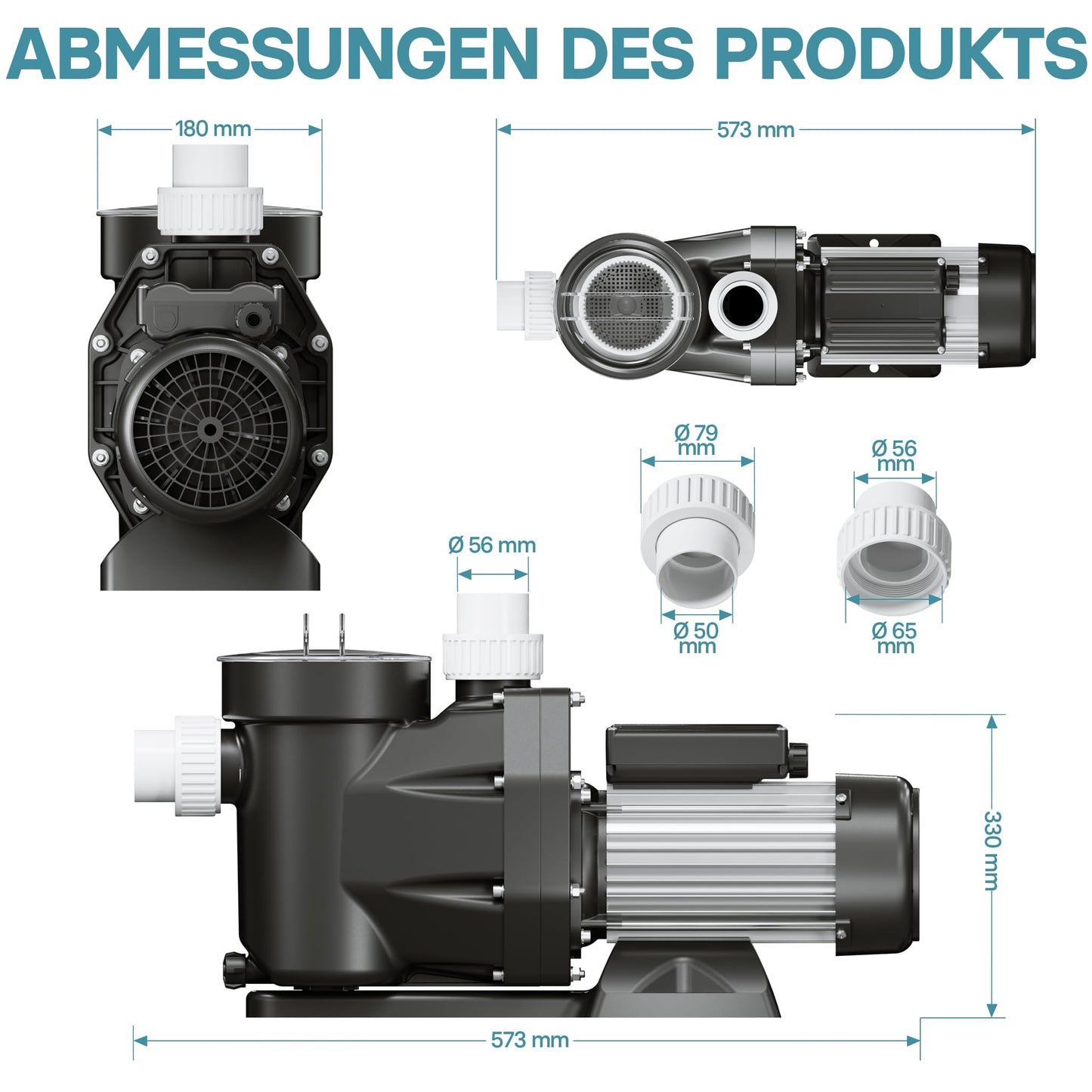 WilTec Poolpumpe 19.200 l/h 750W Filterpumpe Umwälzpumpe