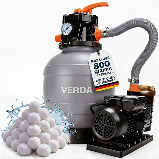 VERDA Sandfilteranlage 10.000 l/h 400W für Pools bis 30.000L