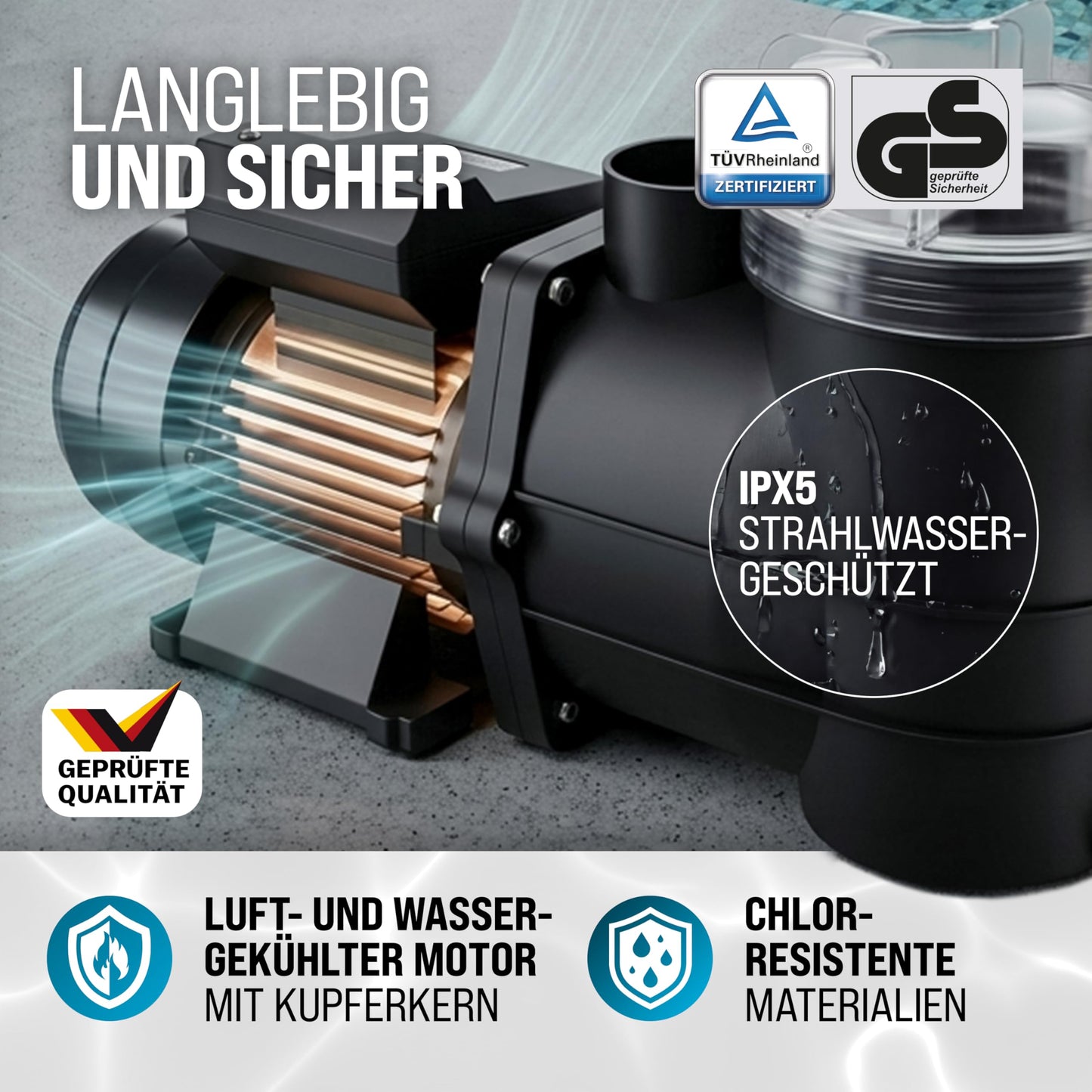 Monzana Filterpumpe 9.960 l/h mit Vorfilter – Poolpumpe