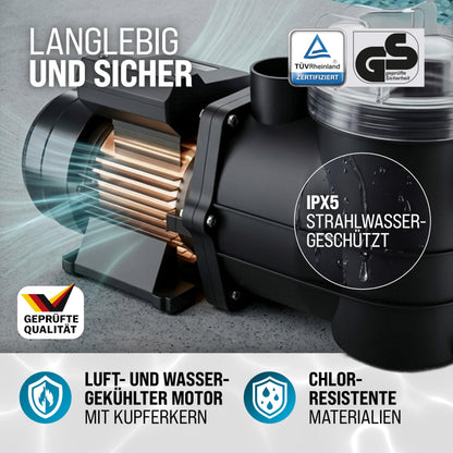Monzana Filterpumpe 9.960 l/h mit Vorfilter – Poolpumpe