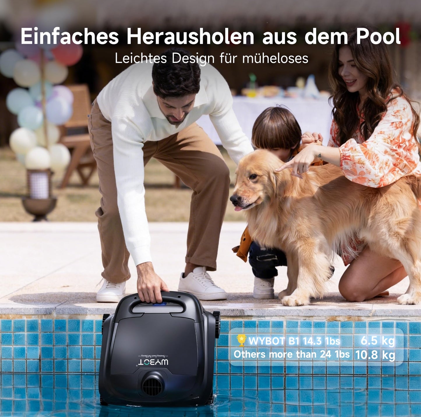 WYBOT B1 Akku-Poolroboter | App-Steuerung | Schwarz-Grün