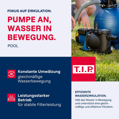 T.I.P. Poolpumpe mit Timer 10.000 l/h 400W für Pools bis 30m³