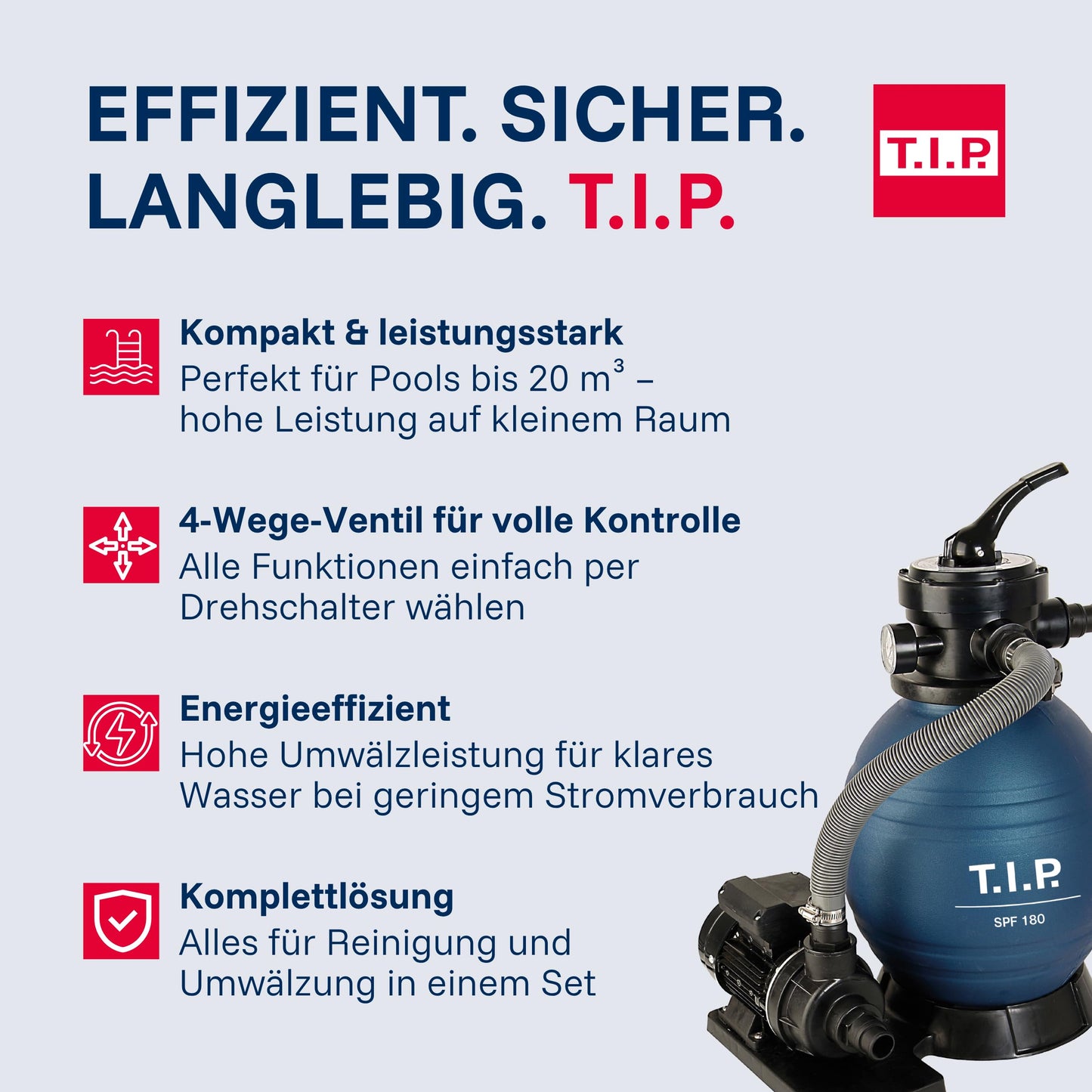 T.I.P. SPF 180 Sandfilteranlage 250W 7.900 l/h für Pools 20m³