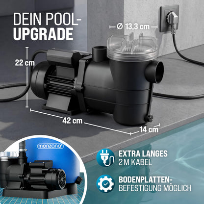 Monzana Filterpumpe 9.960 l/h mit Vorfilter – Poolpumpe