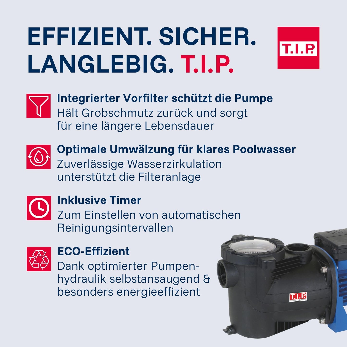 T.I.P. Poolpumpe mit Timer 10.000 l/h 400W für Pools bis 30m³