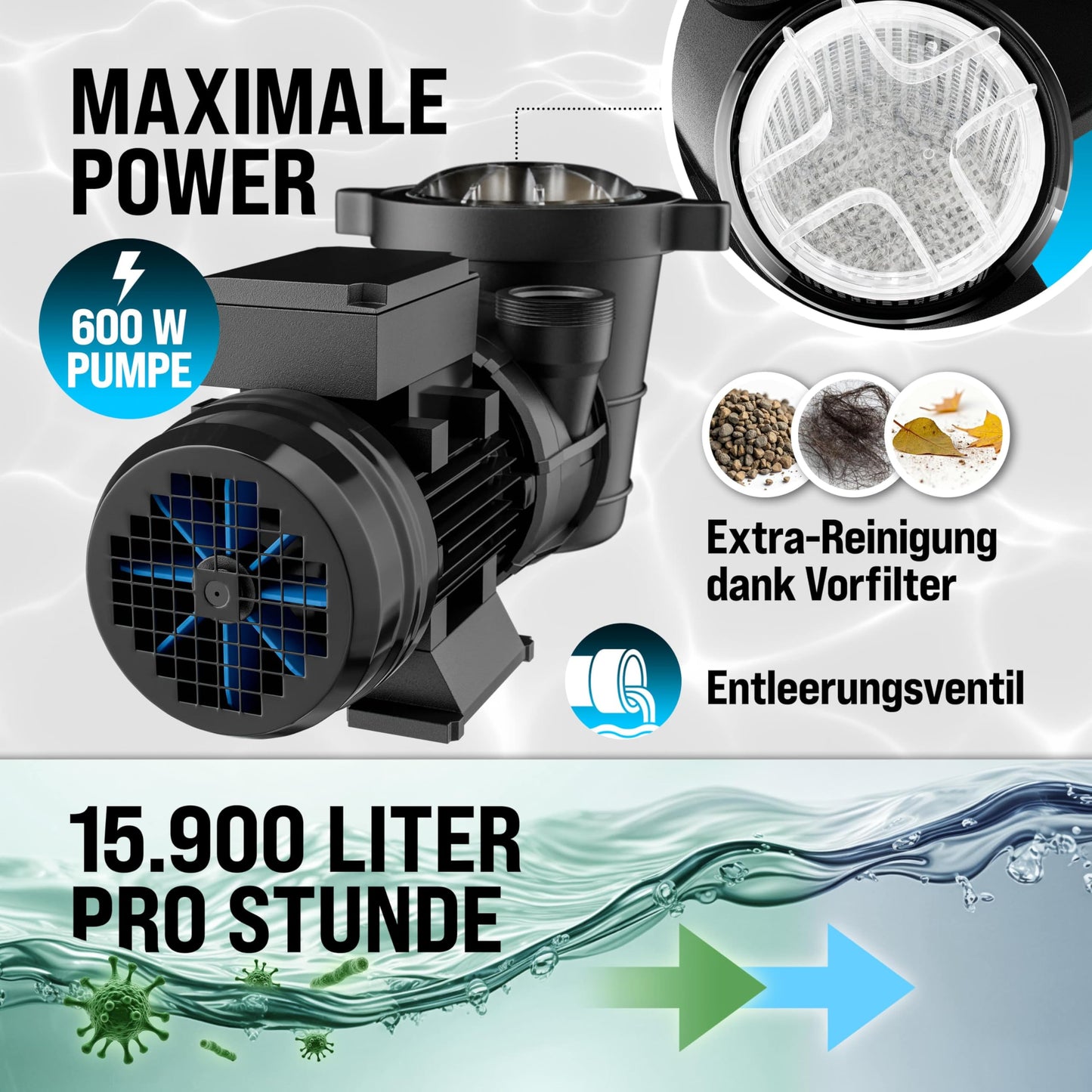 Monzana Sandfilteranlage SF159 15.900 l/h – bis 70.000 L