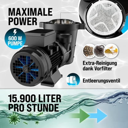 Monzana Sandfilteranlage SF159 15.900 l/h – bis 70.000 L