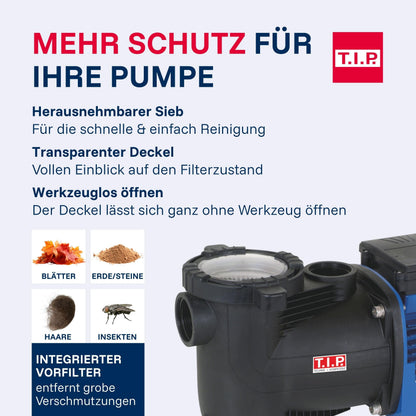 T.I.P. Poolpumpe mit Timer 10.000 l/h 400W für Pools bis 30m³