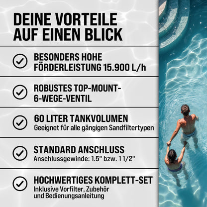 Monzana Sandfilteranlage SF159 15.900 l/h – bis 70.000 L