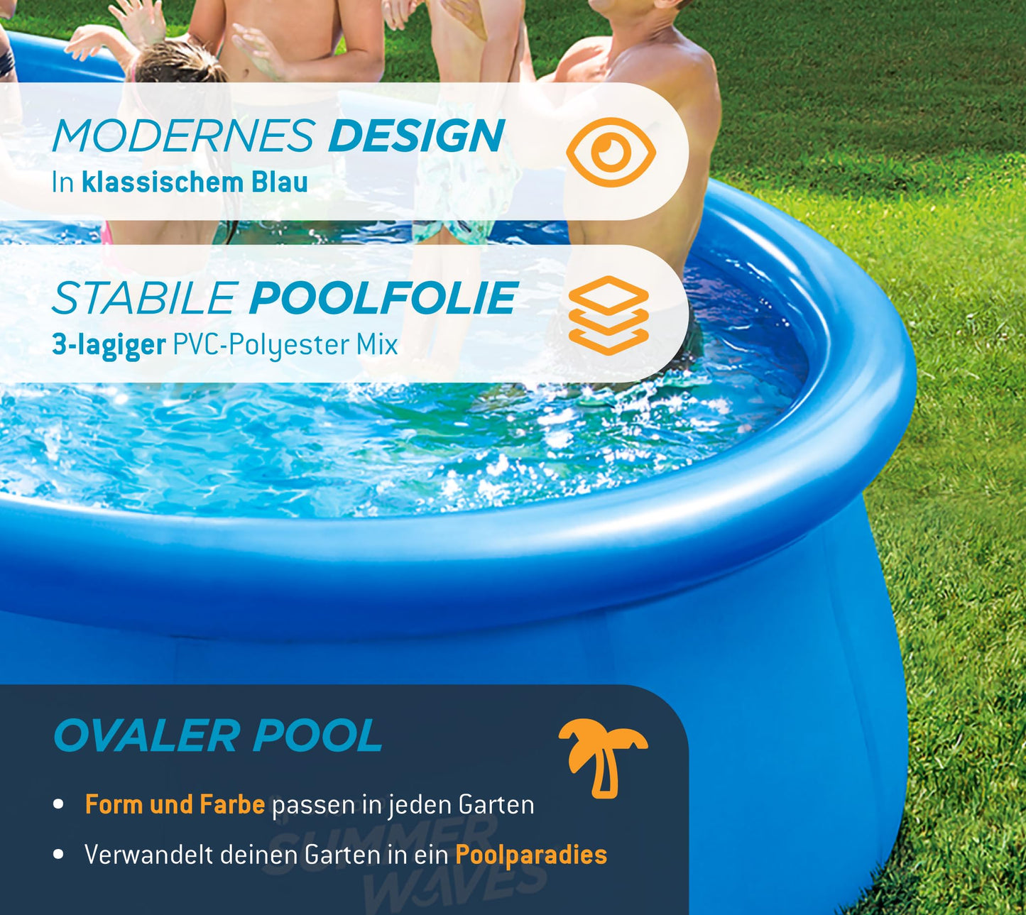Summer Waves Quick Up Pool Oval 457x305x107cm Set mit Pumpe