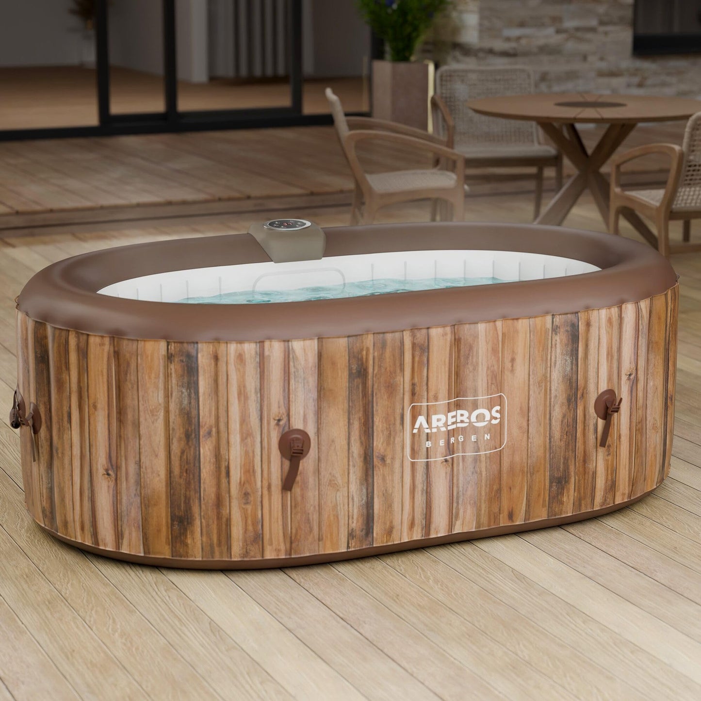 Arebos Whirlpool Aufblasbar 2 Personen Oval – 90 Düsen, 550 L