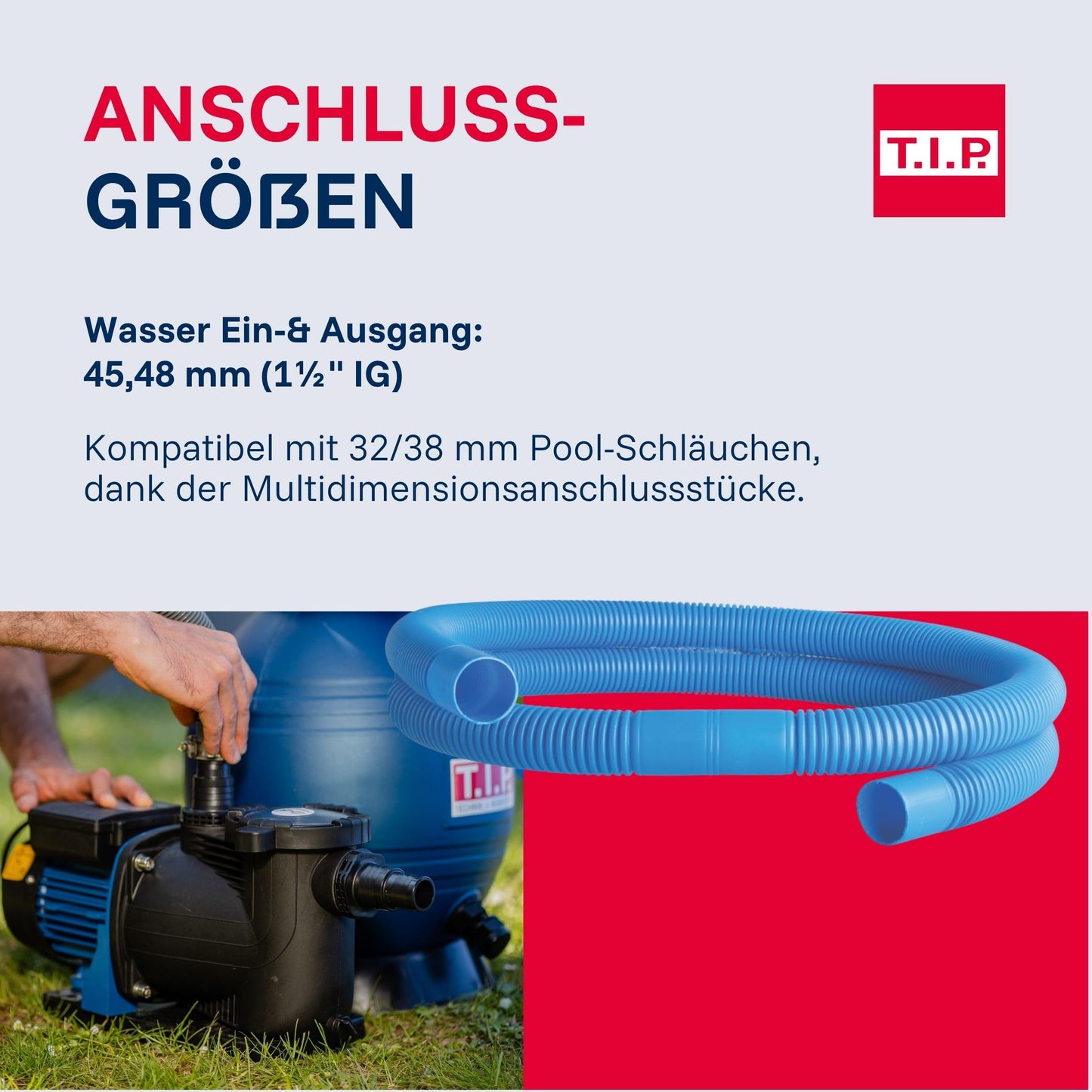 T.I.P. Poolpumpe mit Timer 10.000 l/h 400W für Pools bis 30m³