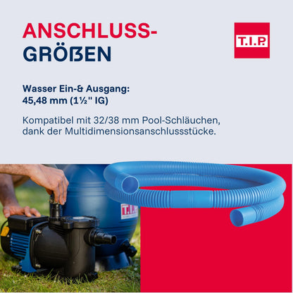 T.I.P. Poolpumpe mit Timer 10.000 l/h 400W für Pools bis 30m³