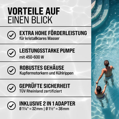 Monzana Filterpumpe 9.960 l/h mit Vorfilter – Poolpumpe
