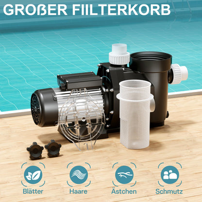 WilTec Poolpumpe 19.200 l/h 750W Filterpumpe Umwälzpumpe