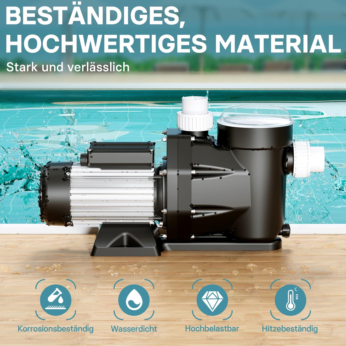WilTec Poolpumpe 19.200 l/h 750W Filterpumpe Umwälzpumpe