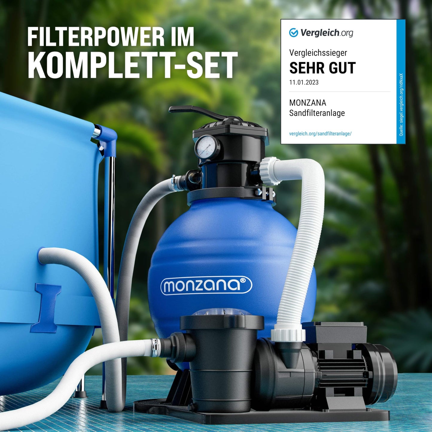 Monzana Sandfilteranlage SF159 15.900 l/h – bis 70.000 L