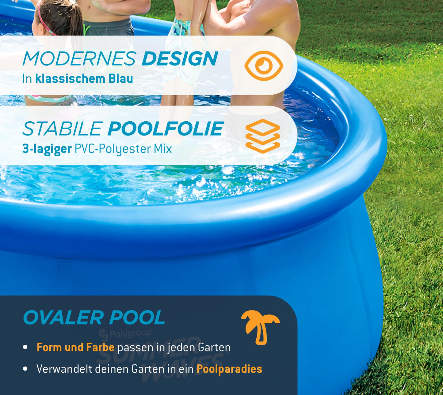 Summer Waves Quick Up Pool Oval 549x305x107cm Set mit Pumpe