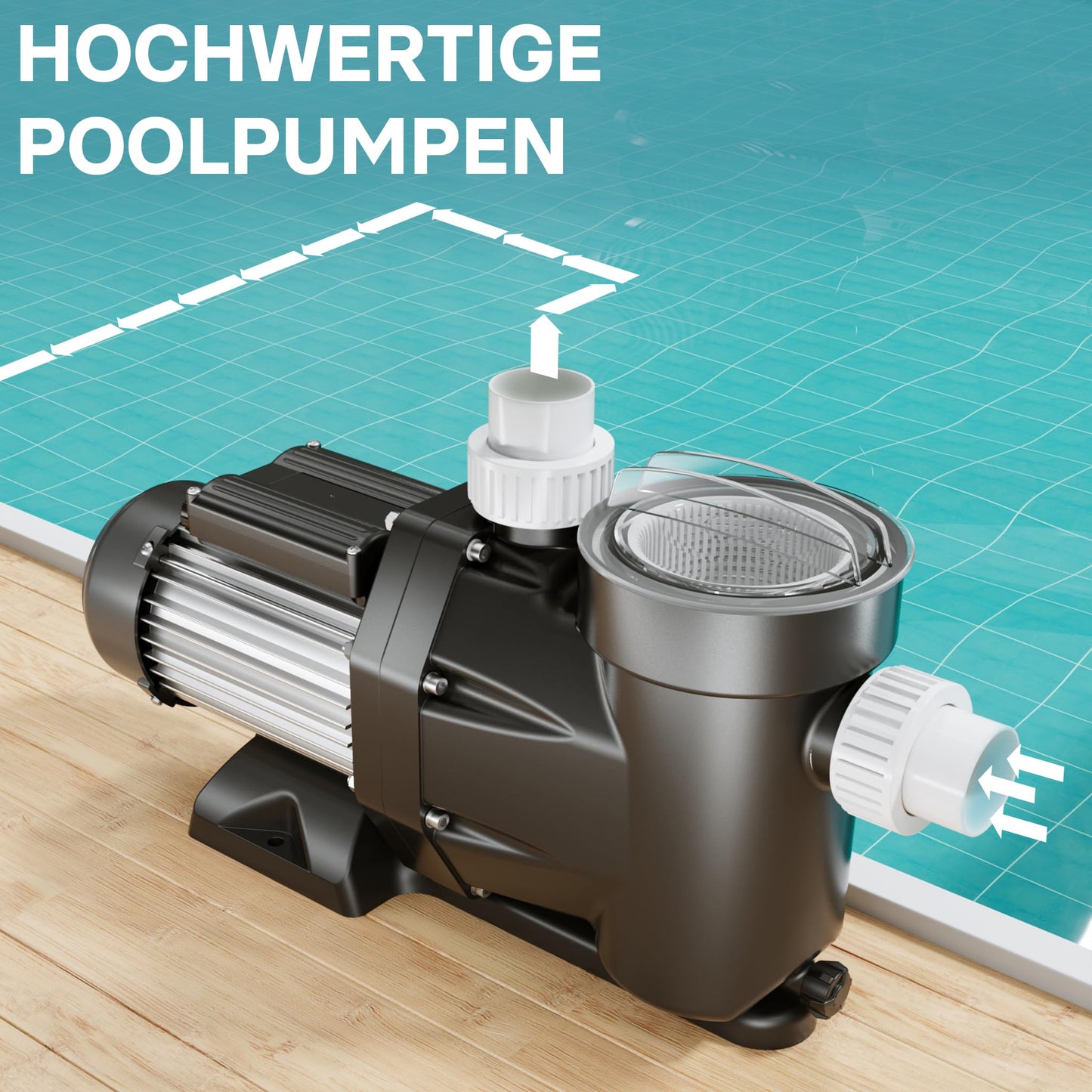 WilTec Poolpumpe 19.200 l/h 750W Filterpumpe Umwälzpumpe