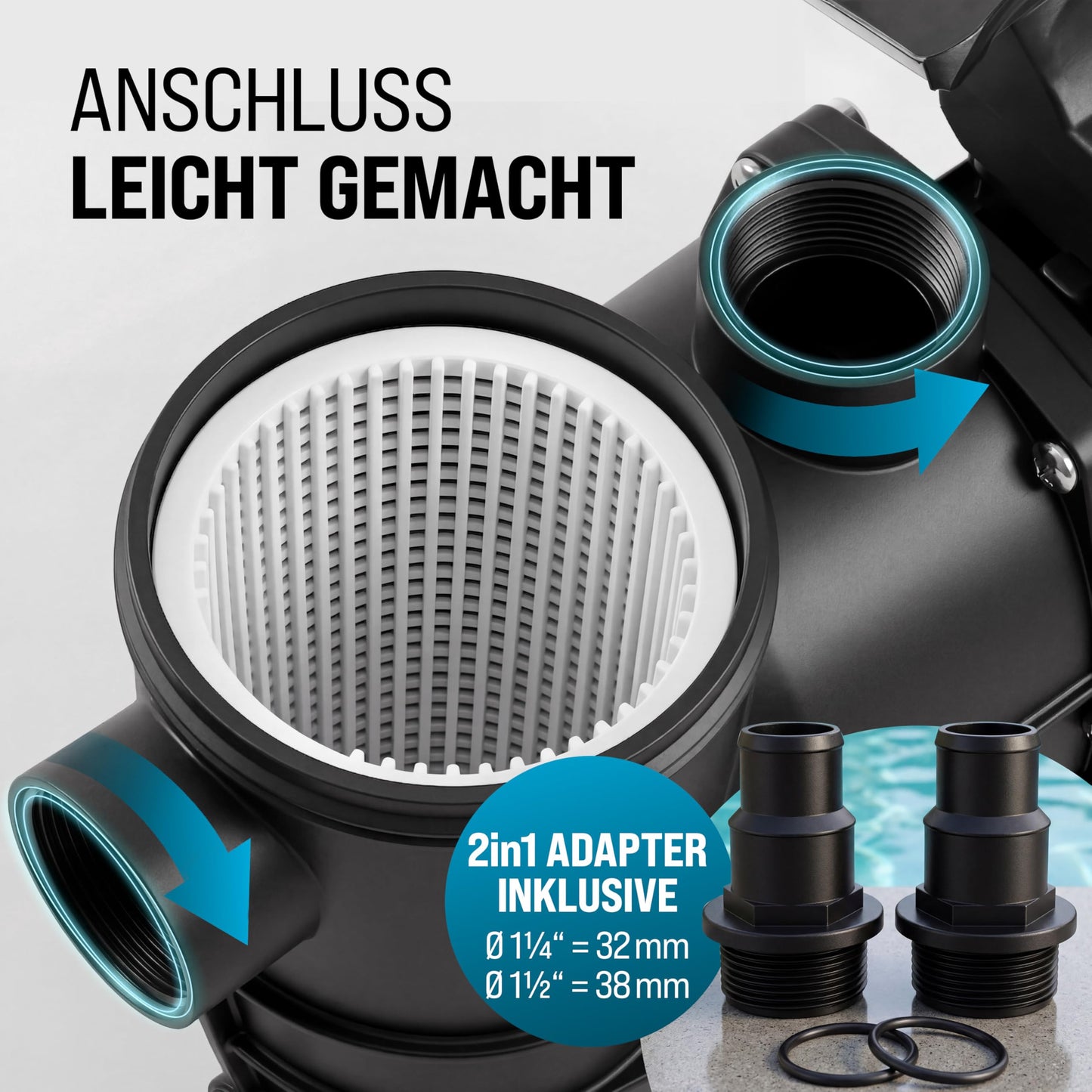 Monzana Filterpumpe 9.960 l/h mit Vorfilter – Poolpumpe