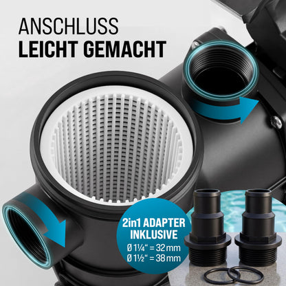Monzana Filterpumpe 9.960 l/h mit Vorfilter – Poolpumpe