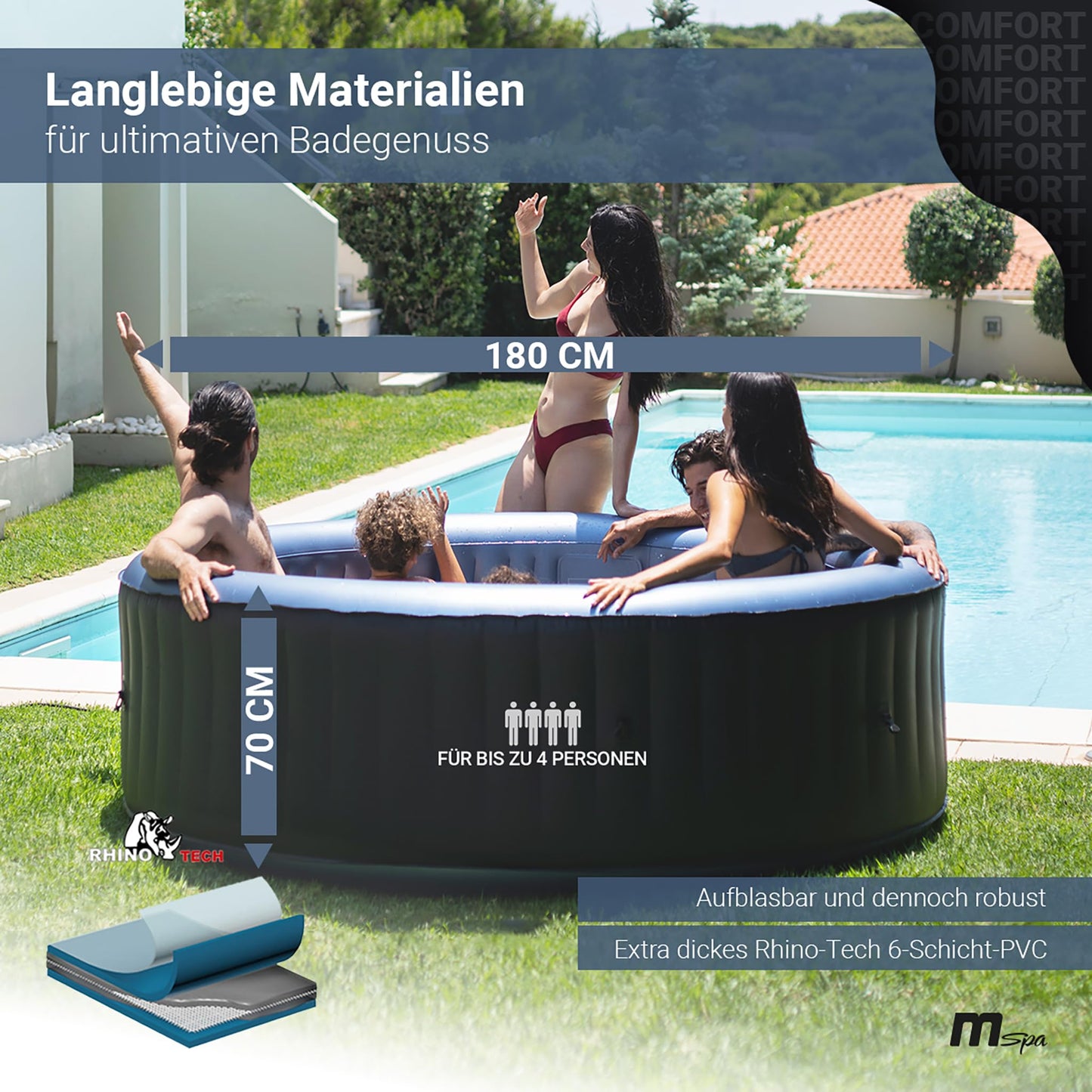 Miweba MSpa Bergen Outdoor Whirlpool 4 Personen – 118 Düsen