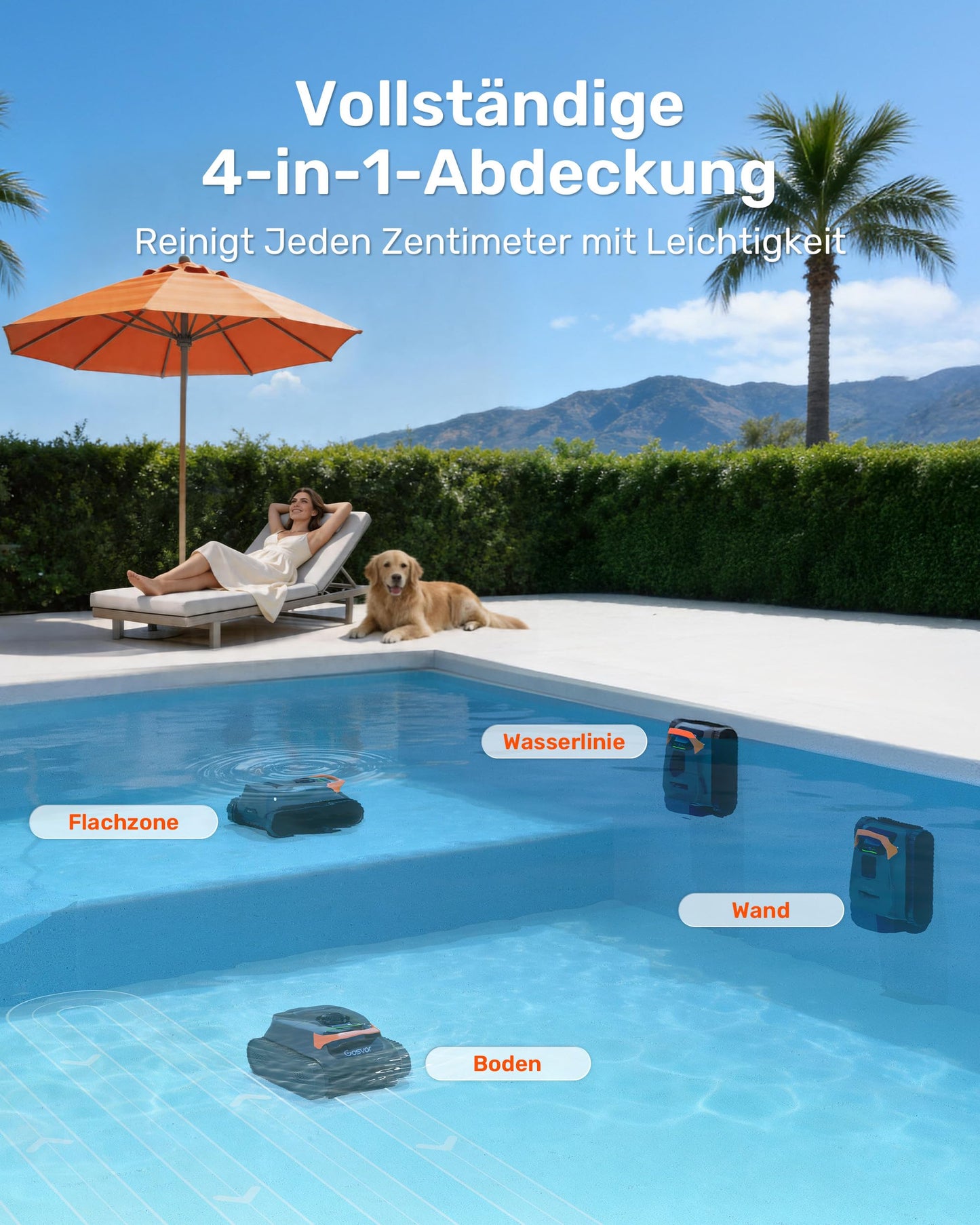 Gosvor LiteVac G1 Poolroboter Akku – 4-in-1, 200 Min, bis 200 m²