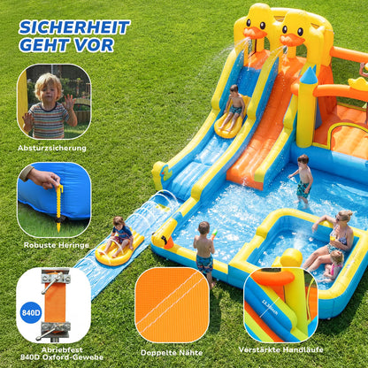 Hapfan XXL Hüpfburg 10-in-1 mit Wasserrutsche 6,2 m, 620x445x520 cm